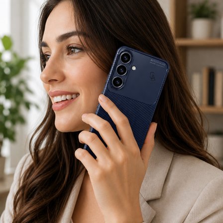Samsung Galaxy S26 FE Uyumlu Karbon Tasarım Silikon Telefon Kılıfı ve Temperli Cam Ekran Koruyucu