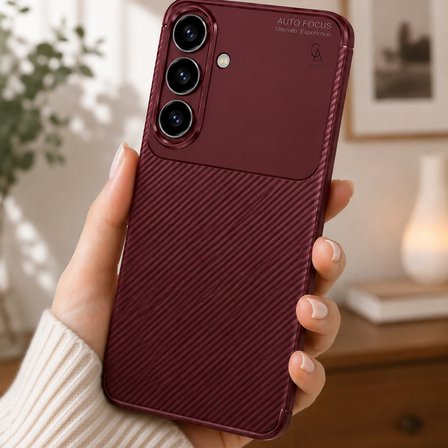 Samsung Galaxy S26 FE Uyumlu Karbon Tasarım Silikon Telefon Kılıfı ve Temperli Cam Ekran Koruyucu