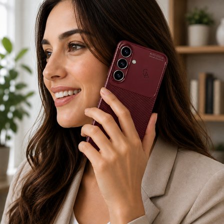 Samsung Galaxy S26 FE Uyumlu Karbon Tasarım Silikon Telefon Kılıfı ve Temperli Cam Ekran Koruyucu