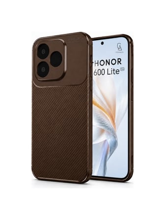 Honor 600 Lite Uyumlu Karbon Tasarım Silikon Telefon Kılıfı ve Temperli Cam Ekran Koruyucu