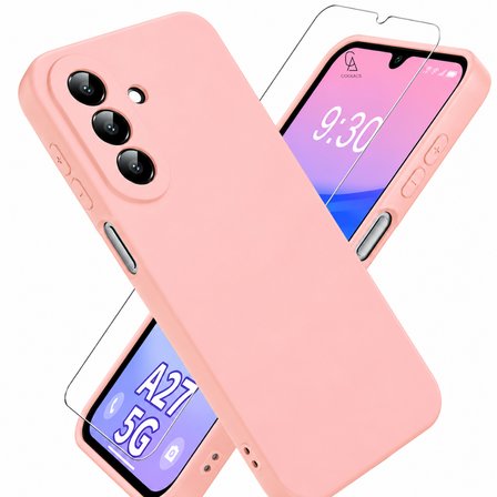 Samsung Galaxy A27 Uyumlu Içi Kadife Lansman Kılıf ve Şeffaf Temperli Cam Ekran Koruyucu