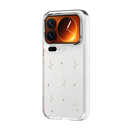 Xiaomi 17 Pro Uyumlu Kılıf Simli Parlak Çiçek Desenli Telefon Kılıfı Kapak