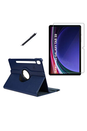 Samsung Galaxy Tab S9 SM-X710 Kılıf Birebir Uyumlu Dönebilen Kılıf + Ekran Koruyucu + Kalem