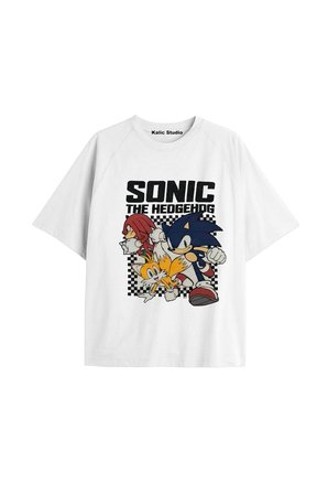 UNİSEX Bay Sonic Desenli Beyaz Yazlık T-shirt