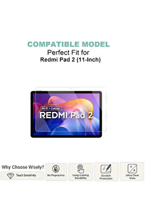 Xiaomi Redmi Pad 2 11 Inç ile Uyumlu Tam Koruma Nano Esnek Tablet Kırılmaz Ekran Koruyucu