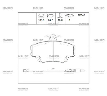 FREN BALATA R9 1985-2000 / R19 1988-2001 / CLIO SYMBOL 1998-2005 / LOGAN 2004-2012 / SANDERO 2008-2013 FİŞLİ ÖN 7711130071