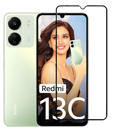 Xiaomi Redmi 13C ile Uyumlu Şeffaf Ekranı Tam Kaplayan 5d Cam Kırılmaz Cam Ekran Koruyucu