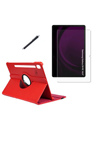 Samsung Galaxy Tab S9 FE SM-X510 Kılıf Birebir Uyumlu Dönebilen Kılıf + Ekran Koruyucu + Kalem