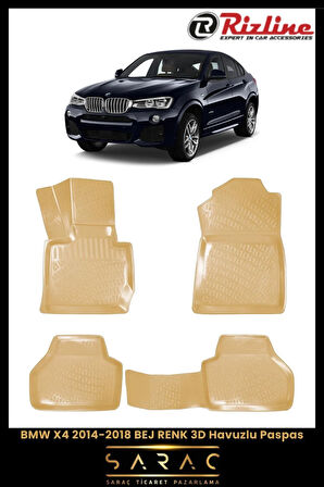 Rizline BMW X4 2015 Model BEJ 3D Havuzlu Paspas