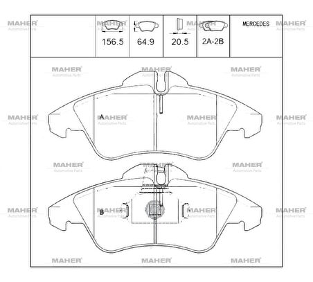 FREN BALATA SPRINTER 1995-2006 / LT28-35 1996-2006 TEK TEKER 3T ÖN 2 FİŞLİ 2D0698151