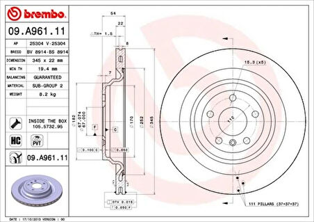 FREN DISKI ARKA 4-MATIC MERCEDES W166 10166 C292 A1664230212 (2 ADET)