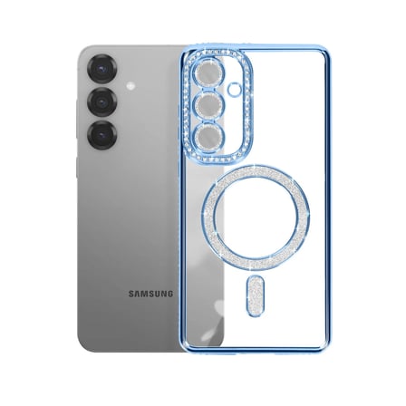 Samsung Galaxy A37 Uyumlu Kılıf Parlak Taşlı Simli M-Safe Telefon Kılıfı Kapak