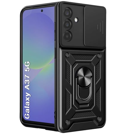 Samsung Galaxy A37 ile Uyumlu Kılıf Magnetik Standlı Kamera Korumalı Sürgülü Kapak