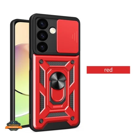 Samsung Galaxy A37 ile Uyumlu Kılıf Magnetik Standlı Kamera Korumalı Sürgülü Kapak
