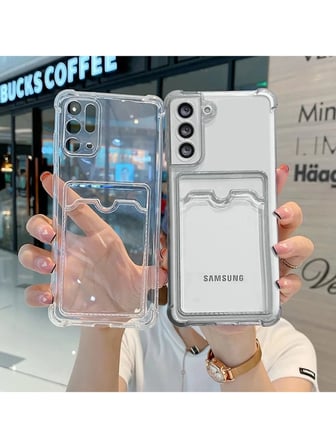 Samsung Galaxy A37 Uyumlu Kılıf Kartlık Bölmeli Arkası Şeffaf Soft Dayanıklı Kılıf Kapak