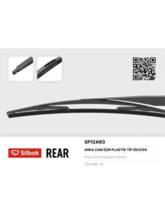 SILECEK SUPURGESI ARKA PLASTIK TIP 300mm C1 NITRO P107 TWINGO AYGO YARIS P1