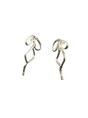 Göz Alıcı Gösterişli Gümüş Kaplama Fiyonk Model Şık Çelik Uçlu VIP Bijuteri Küpe | Parlak ve Zarif