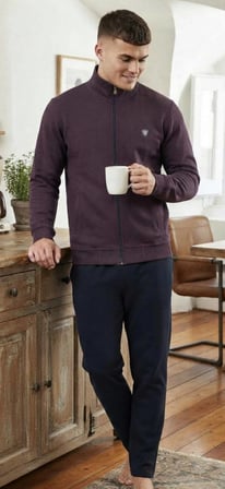 %100 Pamuk Selanik Örme Uzun Kol Mont Eşofman-Pijama Takımı Kışlık