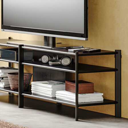 Tv sehpası, siyah, 160x40x49 cm