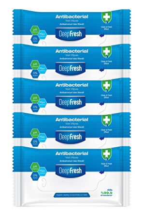 Deep Fresh Antibakteriyel 5 x 15 Yaprak 5 Paket Cep Mendili Islak Mendil