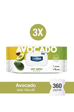 Deep Fresh Doğal Özler Avokado Islak Mendil 3 x 120 Yaprak