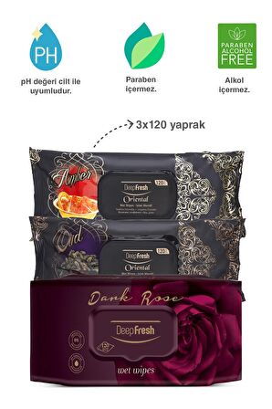 Deep Fresh Oriental Karma Alkolsüz 3 x 120 Yaprak 3 Paket Islak Mendil