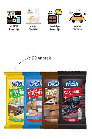 Ultra Fresh Temizleme Mendili Karma 8 x 20 Yaprak