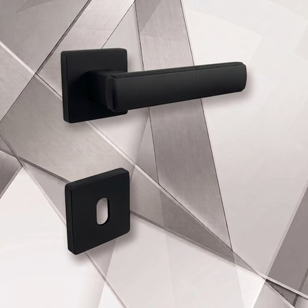 Lusso Siyah 5 ADET ODA 2 ADET WC Kare Rozetli Kapı Kolu SET