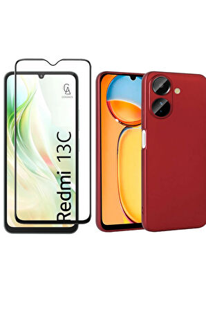 Xiaomi Redmi 13C ile Uyumlu Telefon Kılıfı ve 5d Tam Kaplayan Cam Ekran Koruyucu