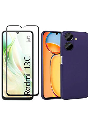 Xiaomi Redmi 13C ile Uyumlu Telefon Kılıfı ve 5d Tam Kaplayan Cam Ekran Koruyucu