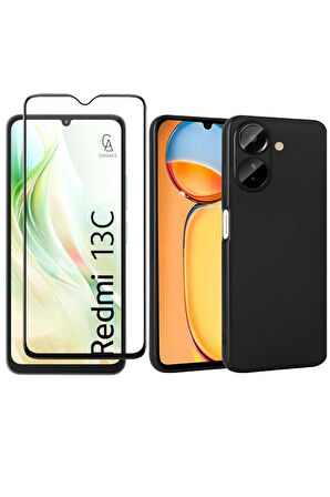 Xiaomi Redmi 13C ile Uyumlu Telefon Kılıfı ve 5d Tam Kaplayan Cam Ekran Koruyucu