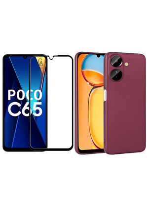 Xiaomi Poco C65 ile Uyumlu Telefon Kılıfı ve 5d Tam Kaplayan Cam Ekran Koruyucu
