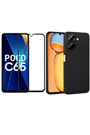 Xiaomi Poco C65 ile Uyumlu Telefon Kılıfı ve 5d Tam Kaplayan Cam Ekran Koruyucu