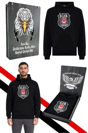 BEŞİKTAŞ ERKEK KAPÜŞONLU SWEATSHIRT UV KUTU HEDİYELİ