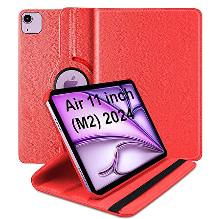 iPad Air 11 2024 (A2902-A2903) M2 Uyumlu Dönebilen Pu Deri Standlı Tablet Kılıfı