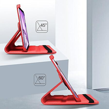 iPad Air 11 2024 (A2902-A2903) M2 Uyumlu Dönebilen Pu Deri Standlı Tablet Kılıfı