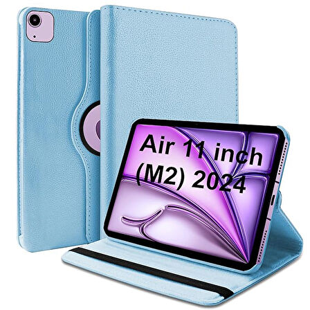 iPad Air 11 2024 (A2902-A2903) M2 Uyumlu Dönebilen Pu Deri Standlı Tablet Kılıfı