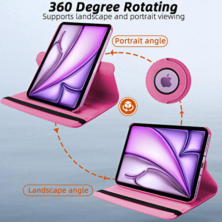 iPad Air 11 2024 (A2902-A2903) M2 Uyumlu Dönebilen Pu Deri Standlı Tablet Kılıfı