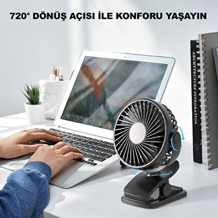 Masaüstü Şarjlı Klipsli Portatif Fan 