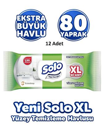 Solo Tüm Yüzeyler Islak Temizleme Havlusu XL 80 Yaprak 12 Adet