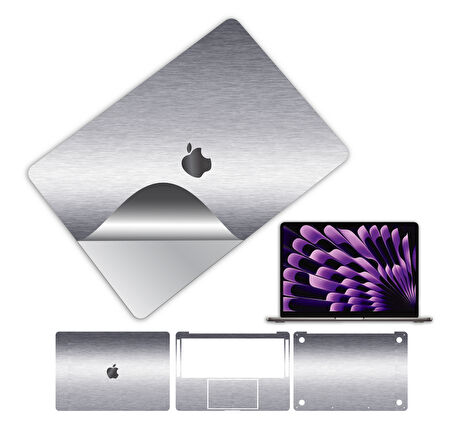 Macbook pro 13 inç 2022 M2 için 360 kaplama koruma sticker çizilmez film kaplama GÜMÜŞ GRİ