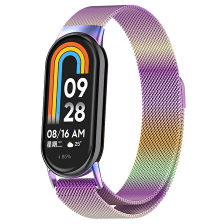 Xiaomi Smart Band 8 İle Uyumlu Metal Tel-Örgü İşlemeli Kordon