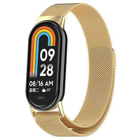 Xiaomi Smart Band 8 İle Uyumlu Metal Tel-Örgü İşlemeli Kordon