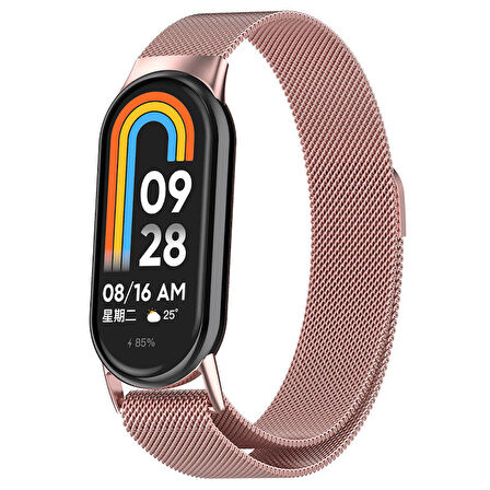 Xiaomi Smart Band 8 İle Uyumlu Metal Tel-Örgü İşlemeli Kordon