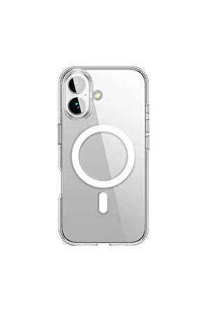 Apple iPhone 16 Uyumlu Kılıf Şeffaf Magsafe Wireless Şarj Özellikli Transparan Telefon Kılıfı
