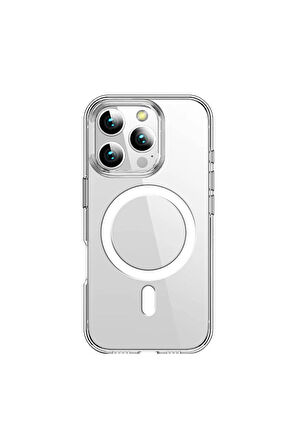 Apple iPhone 16 Pro Max Uyumlu Kılıf Şeffaf Magsafe Wireless Şarj Özellikli Transparan Telefon Kılıf