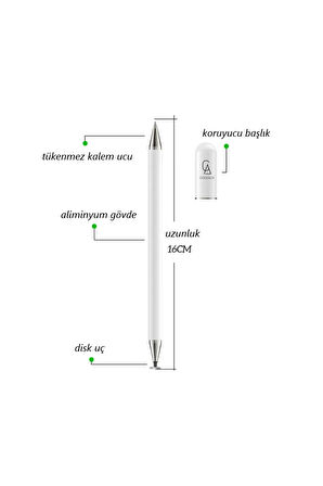 Samsung Galaxy Tab S9 Fe SM-X510 Uyumlu Kalem Passive Stylus 2in1 Tablet Kalemi Çizim & Yazı Kalemi