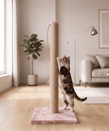 70 cm Pembe Kedi Tırmalama Tahtası - Sağlam Tabanlı Jüt İpli Kedi Tırmalama Direği