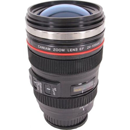 Cam Kapaklı Kamera Lens Objektif Görünümlü Termos Kupa Mug Bardak 15cm*8cm