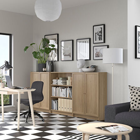 Kapaklı kitaplık, meşe görünümlü, 240x30x106 cm